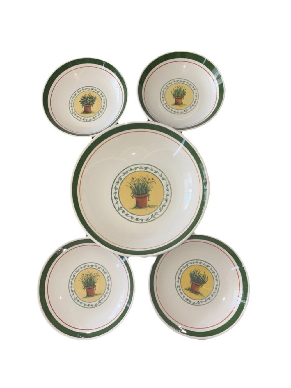 CIC-Certified Intntl. Corp  1 Lg. 1& 4 Serving  Herb Pasta Bowls Made in Italy